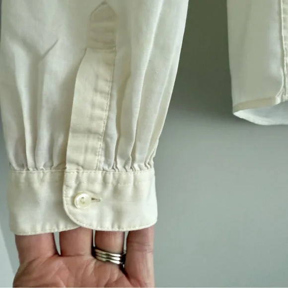 Vintage Foxcroft for Women Pleated Blouse Butter Cream Yellow 12 - Picture 7 of 9